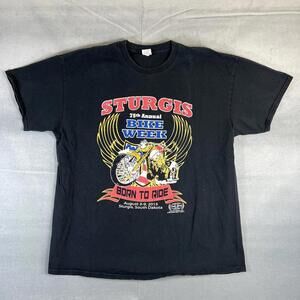 Sturgis Bike Week T Shirt Mens XL Black Motorcycle Flag Logo Born To Ride 2015
